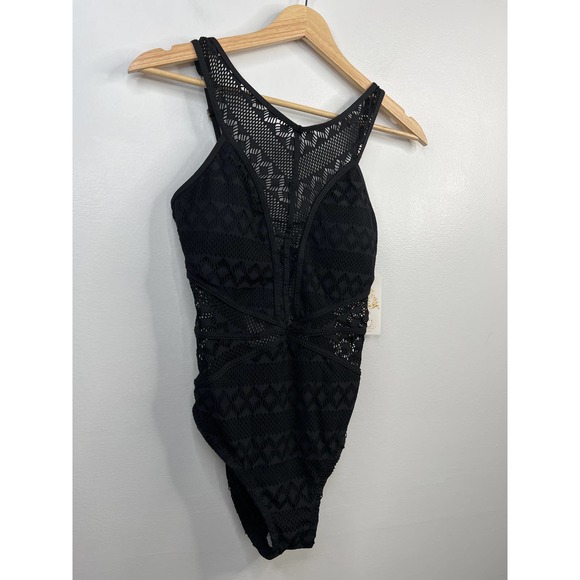 Becca Color Play Savannah High Neck Women's One Piece Black Size: Small NWT - Picture 3 of 8